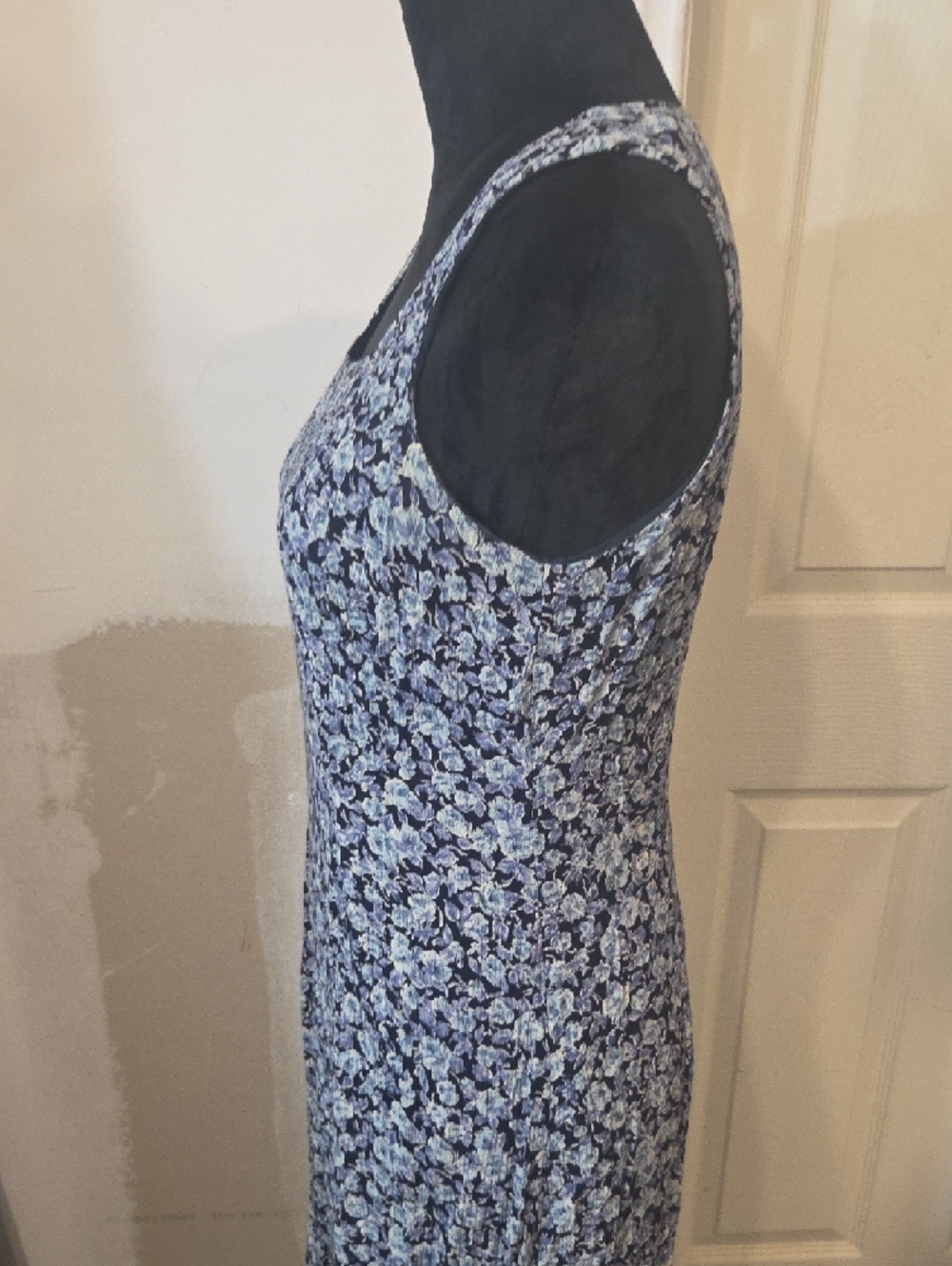 Rabbit Rabbit Rabbit Square-Neck Floral Maxi Dress Navy Light Blue Colorblock - Picture 3 of 11